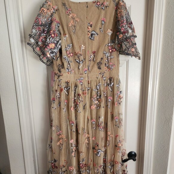 Ivy City Co Tan Floral Embroidered Maxi Dress - Picture 3 of 6